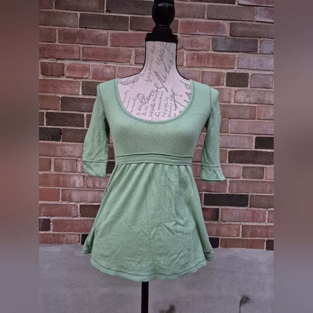 Hollister Y2K Bella Swan Elena Gilbert Green Babydoll Empire Waist Henley
